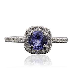 14KT White Gold 0.72 ctw Tanzanite and Diamond Ring