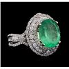Image 4 : 14KT Yellow Gold GIA Certified 5.60 ctw Emerald and Diamond Ring