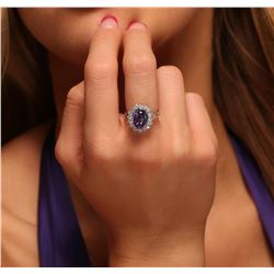 14KT White Gold 4.05 ctw Tanzanite and Diamond Ring