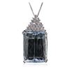 Image 4 : 14KT White Gold 51.13 ctw Aquamarine and Diamond Pendant With Chain