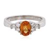 Image 3 : 14KT White Gold 1.09 ctw Spessartite and Diamond Ring