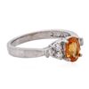 Image 4 : 14KT White Gold 1.09 ctw Spessartite and Diamond Ring