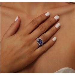 14KT Two-Tone Gold 4.29 ctw Tanzanite and Diamond Ring