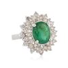 Image 4 : 14KT White Gold 3.02 ctw Emerald and Diamond Ring