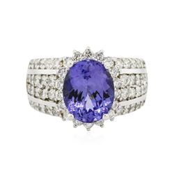 14KT White Gold 4.27 ctw Tanzanite and Diamond Ring