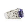 Image 2 : 14KT White Gold 4.27 ctw Tanzanite and Diamond Ring