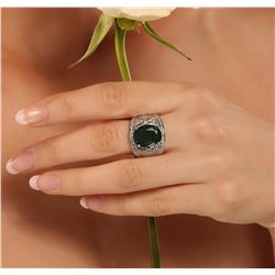 14KT White Gold 6.63 ctw Emerald and Diamond Ring