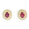 Image 3 : 14KT Yellow Gold 3.20 ctw Ruby and Diamond Earrings