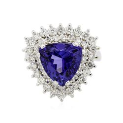 14KT White Gold 5.15 ctw Tanzanite and Diamond Ring