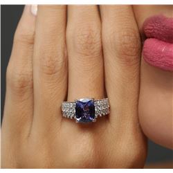 14KT Two-Tone 3.16 ctw Tanzanite and Diamond Ring