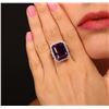 Image 1 : 14KT White Gold 17.61 ctw Amethyst and Diamond Ring