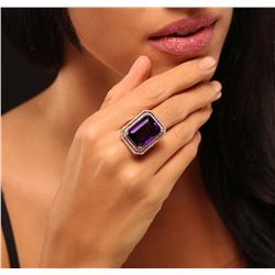 14KT Rose Gold 14.36 ctw Amethyst and Diamond Ring