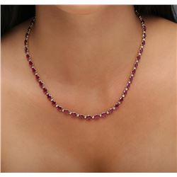 14KT Yellow Gold 26.95 ctw Ruby and Diamond Necklace