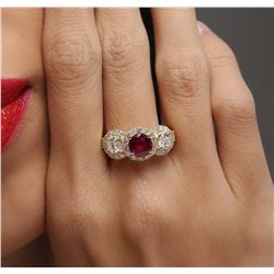 14KT Yellow Gold 1.78 ctw Ruby and Diamond Ring