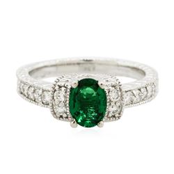 14KT White Gold 0.75 ctw Emerald and Diamond Ring