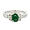 Image 1 : 14KT White Gold 0.75 ctw Emerald and Diamond Ring