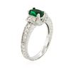 Image 7 : 14KT White Gold 0.75 ctw Emerald and Diamond Ring