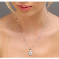 14KT White Gold 1.20 ctw Diamond Pendant With Chain