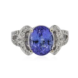 18KT White Gold 3.74 ctw Tanzanite and Diamond Ring