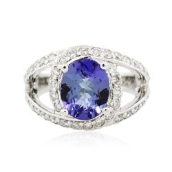 14KT White Gold 2.37 ctw Tanzanite and Diamond Ring