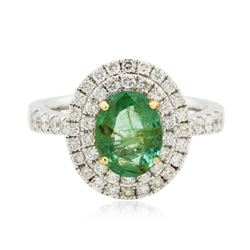 14KT Two-Tone Gold 1.29 ctw Emerald and Diamond Ring