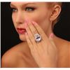 Image 1 : 14KT White Gold GIA Certified 19.44 ctw Kunzite and Diamond Ring