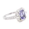 Image 2 : 14KT White Gold 2.18 ctw Tanzanite and Diamond Ring