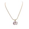 Image 4 : 14KT Rose Gold GIA Certified 38.99 ctw Kunzite and Diamond Pendant With Chain