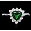 Image 3 : 18KT White Gold 1.15 ctw Green Tourmaline and Diamond Ring