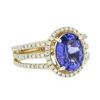 Image 2 : 14KT Yellow Gold 3.12 ctw Tanzanite and Diamond Ring