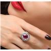 Image 1 : 18KT White Gold 4.88 ctw Ruby and Diamond Ring