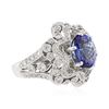 Image 2 : 18KT White Gold 3.92 ctw Tanzanite and Diamond Ring