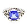 Image 3 : 14KT White Gold 3.91 ctw Tanzanite and Diamond Ring
