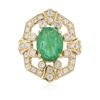 Image 3 : 14KT Yellow Gold 2.85 ctw Emerald and Diamond Ring