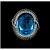 Image 3 : 14KT White Gold 55.76 ctw Topaz and Diamond Ring
