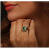 Image 2 : 18KT Yellow Gold 1.19 ctw Emerald and Diamond Ring