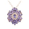 Image 4 : 14KT Rose Gold 7.06 ctw Tanzanite and Diamond Pendant With Chain