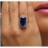 Image 1 : 14KT White Gold GIA Certified 22.54 ctw Tanzanite and Diamond Ring
