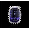 Image 3 : 14KT White Gold GIA Certified 22.54 ctw Tanzanite and Diamond Ring