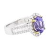 Image 2 : 14KT Two-Tone Gold 2.80 ctw Tanzanite and Diamond Ring