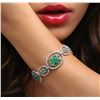 Image 2 : 14KT White Gold 14.01 ctw Emerald and Diamond Bracelet