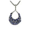 Image 3 : 14KT White Gold 15.07 ctw Sapphire & Diamond Pendant with Chain