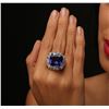 Image 1 : 18KT White Gold GIA Certified 19.06 ctw Tanzanite and Diamond Ring