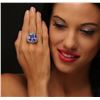 Image 2 : 18KT White Gold GIA Certified 19.06 ctw Tanzanite and Diamond Ring