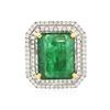 Image 1 : 14KT Two-Tone 10.85 ctw Emerald and Diamond Ring
