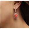 Image 1 : 14KT Rose Gold 11.54 ctw Coral and Diamond Earrings