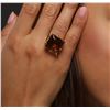 Image 6 : 14KT Yellow Gold 27.71 ctw Champagne Quartz and Orange Sapphire Ring