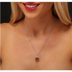 14KT White Gold 4.57 ctw Quartz and Diamond Pendant With Chain