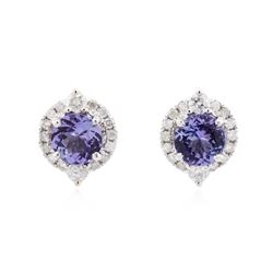 14KT White Gold 2.02 ctw Tanzanite and Diamond Earrings