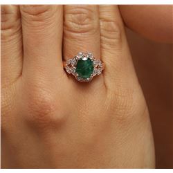 14KT Rose Gold 3.08 ctw Emerald and Diamond Ring